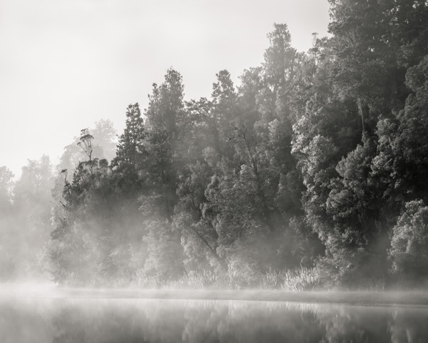 Lake Matheson Mist B&W
